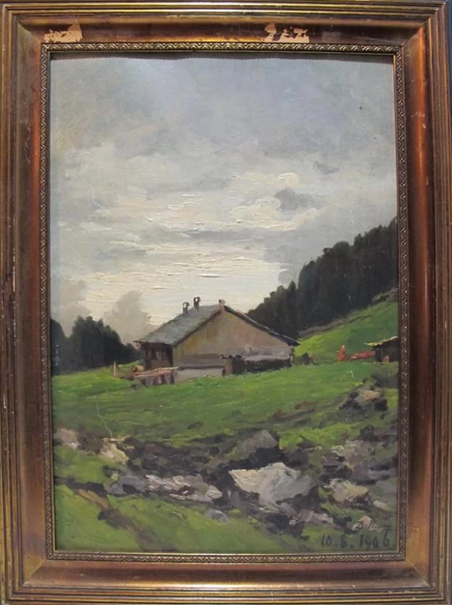Paesaggio di montagna con baita
